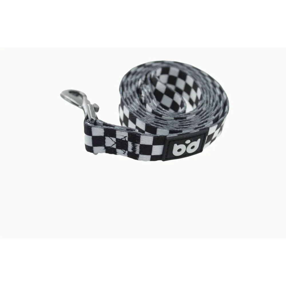 Black White Checkered Dog Leash Nylon‎ Webbing Checkerboard Pet Lead BD 5 Feet